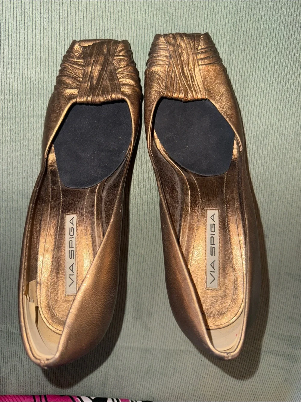 Via Spiga Bronze Metallic Leather Pumps